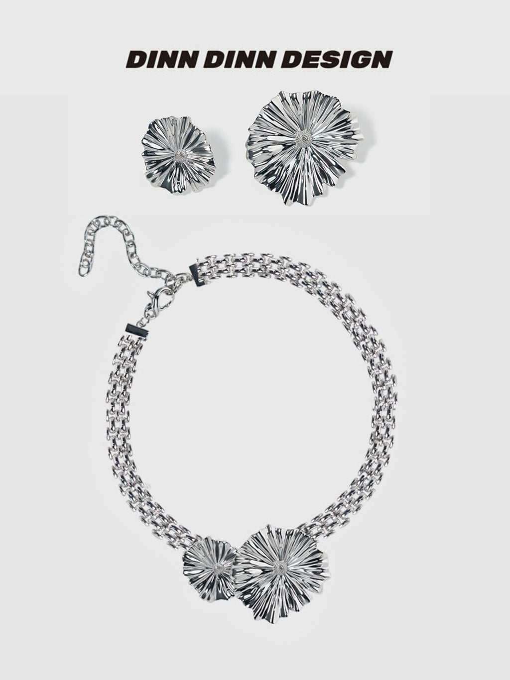 Florensa Asymmetric Blossom Jewelry Set - Earrings + Necklace