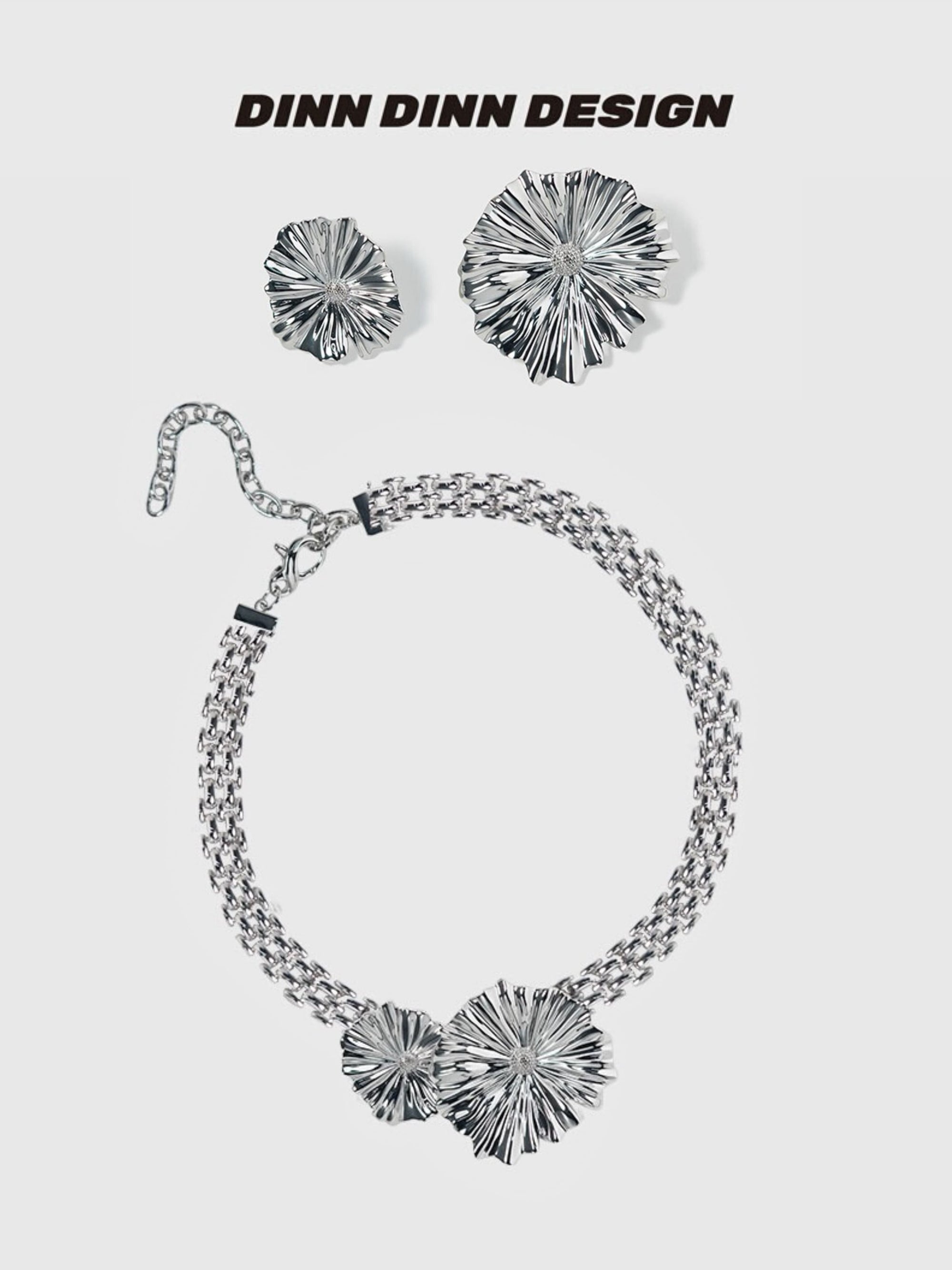Florensa Asymmetric Blossom Jewelry Set - Earrings + Necklace