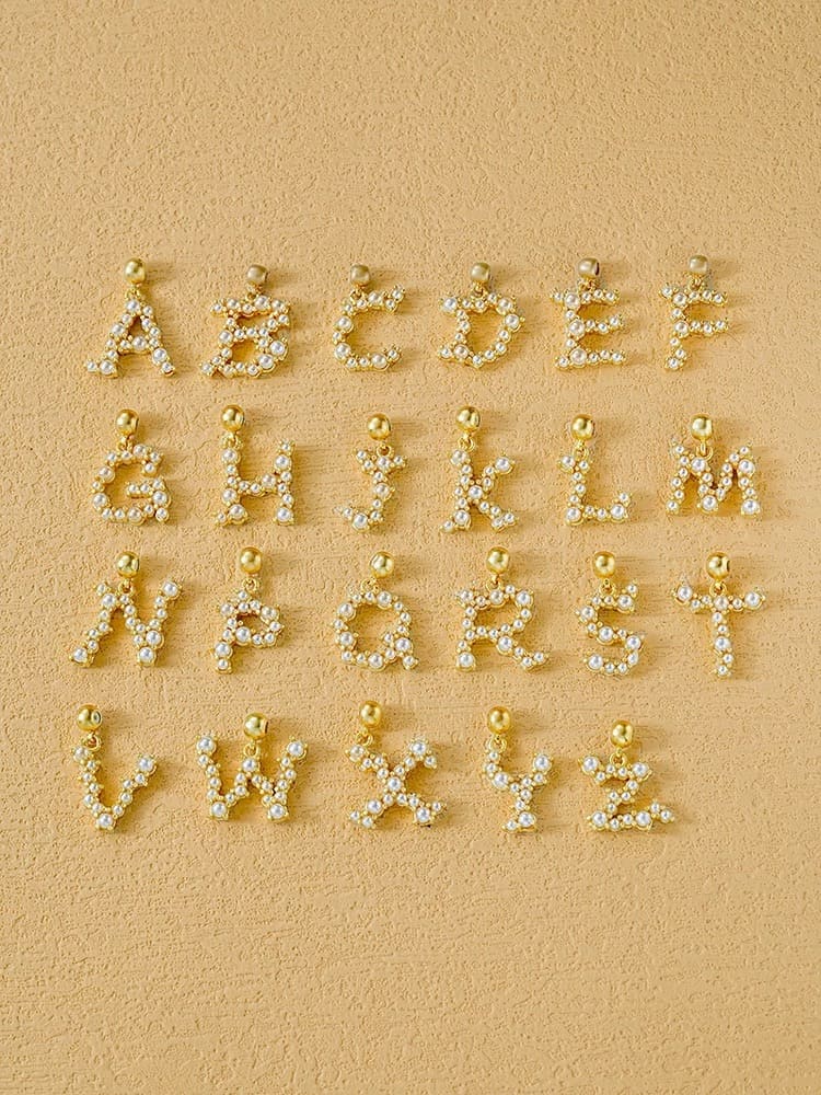 Elegant A–Z letter charm with pearl accent