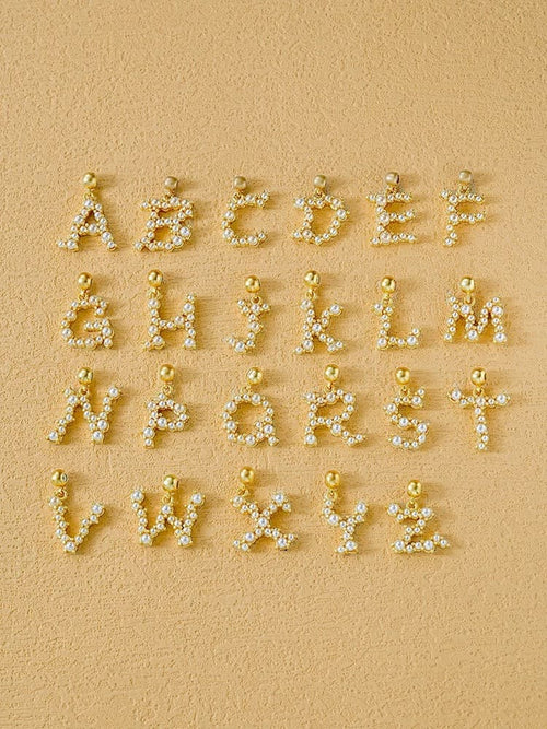 Elegant A–Z letter charm with pearl accent