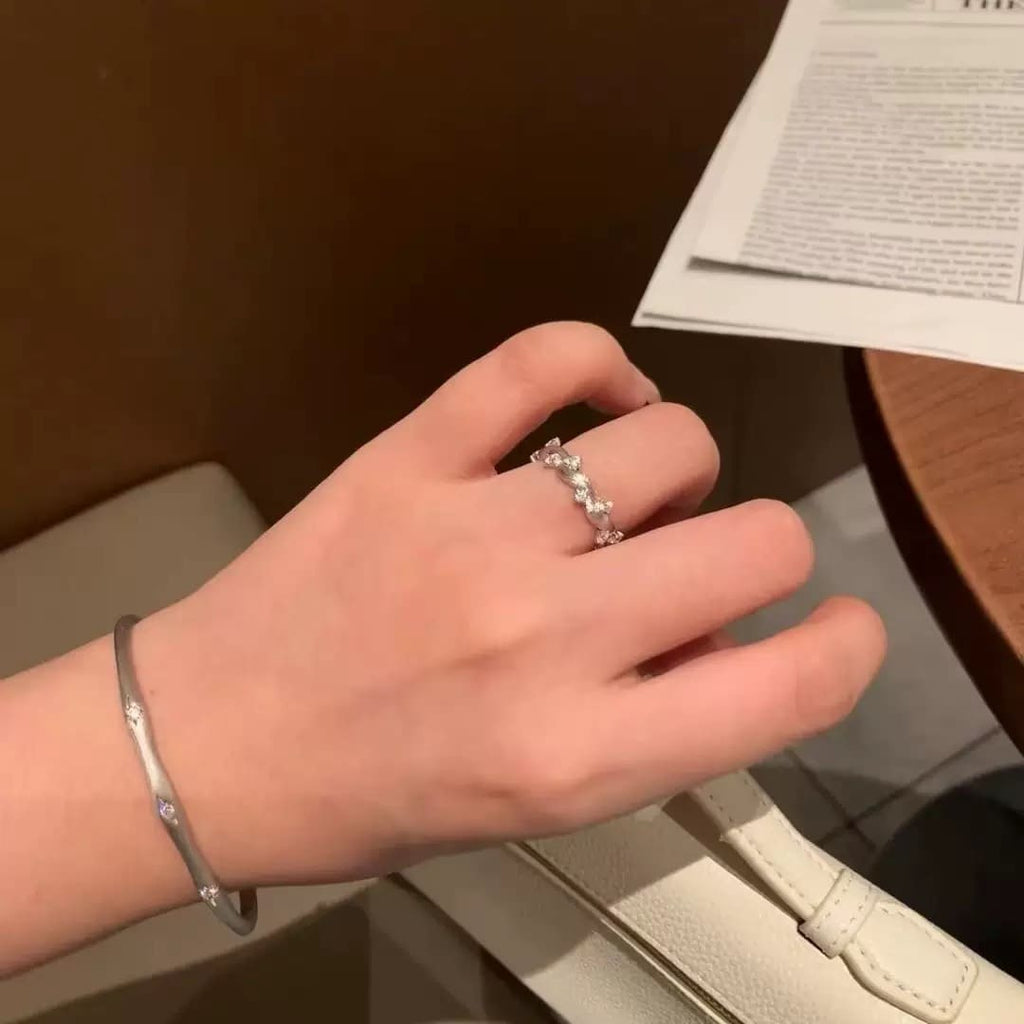 Sterling silver vine ring with Italian Rigato brushed detail, lightweight and timeless design