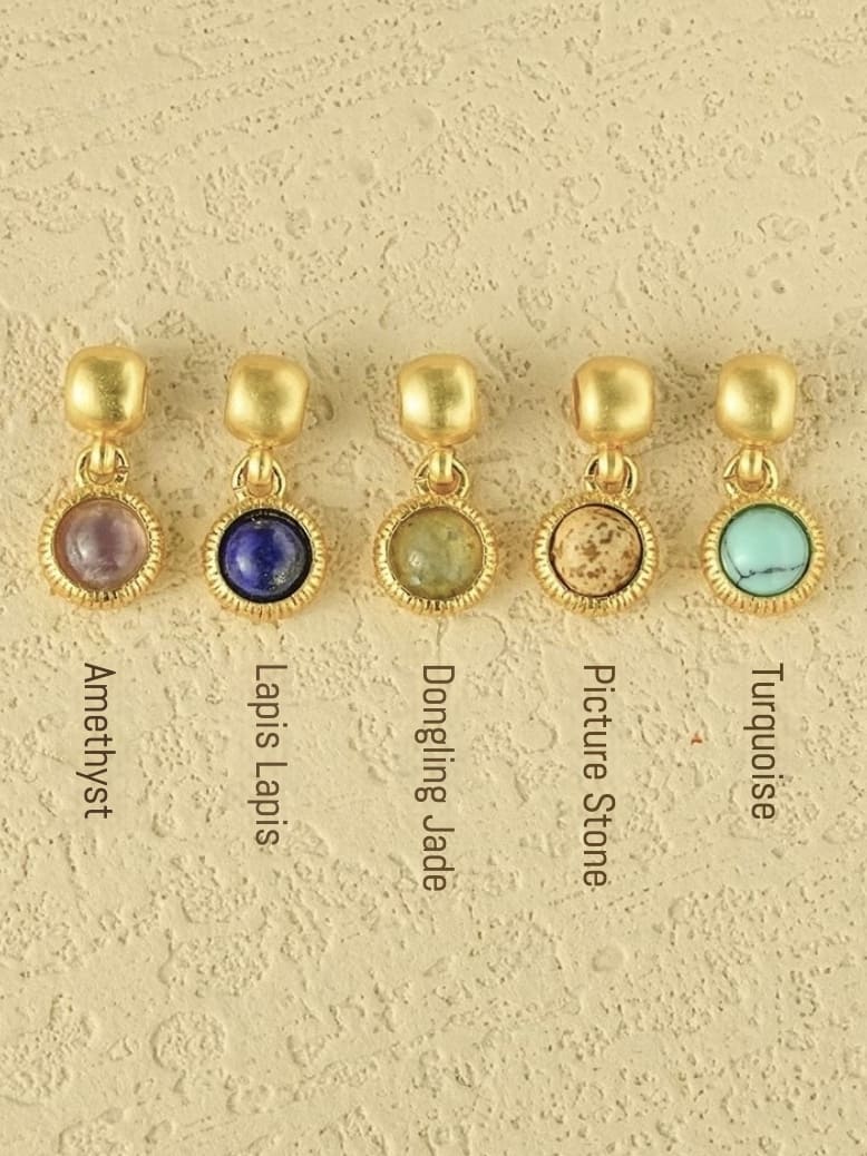 Personalized pearl alphabet and natural stone pendant charm