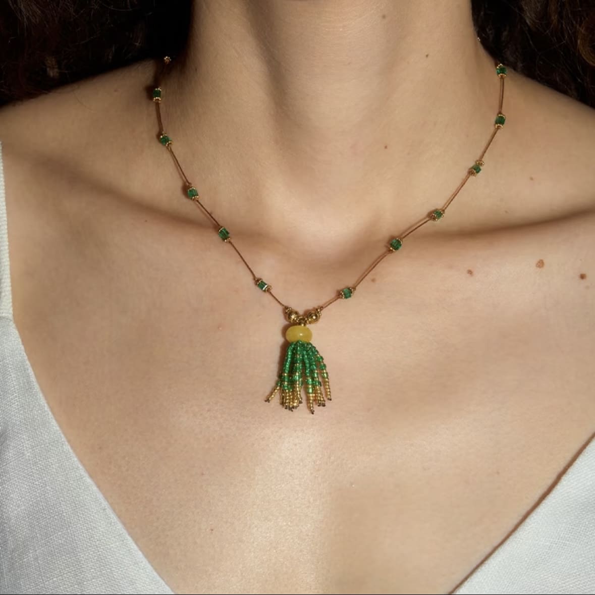 green-tassel-necklace