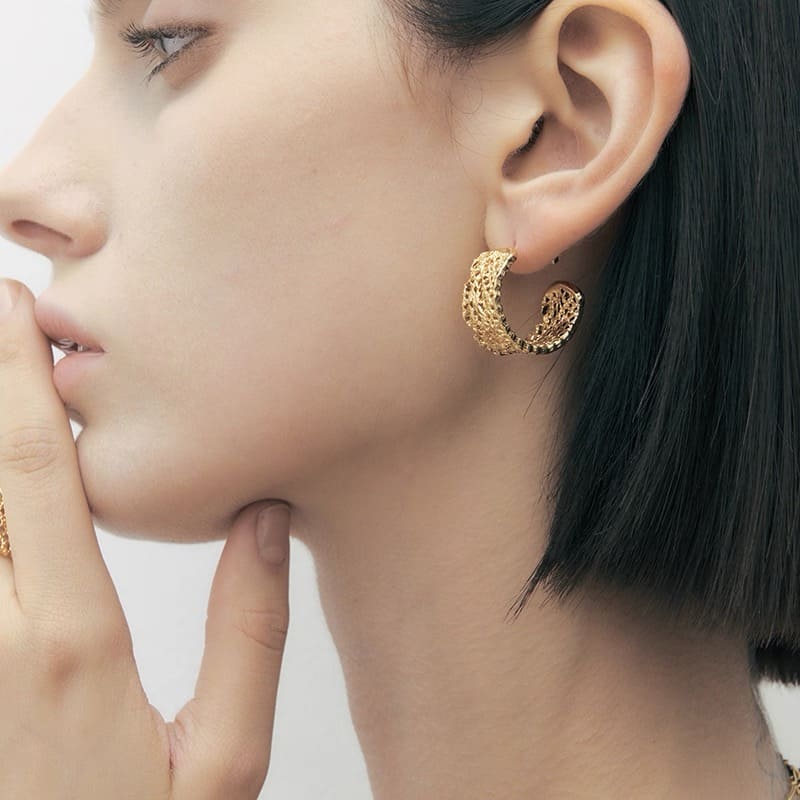Aria Lace Wide Hoop Earrings