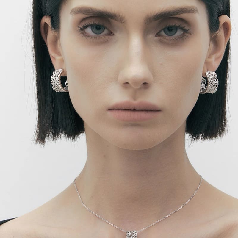 Aria Lace Wide Hoop Earrings