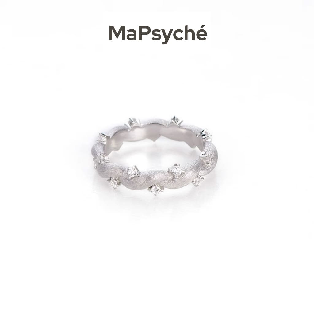 Italian Rigato vine ring in sterling silver, unique hammered texture with nature-inspired design